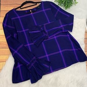 NEW Sanctuary Blue Plaid Blouse Size Large
